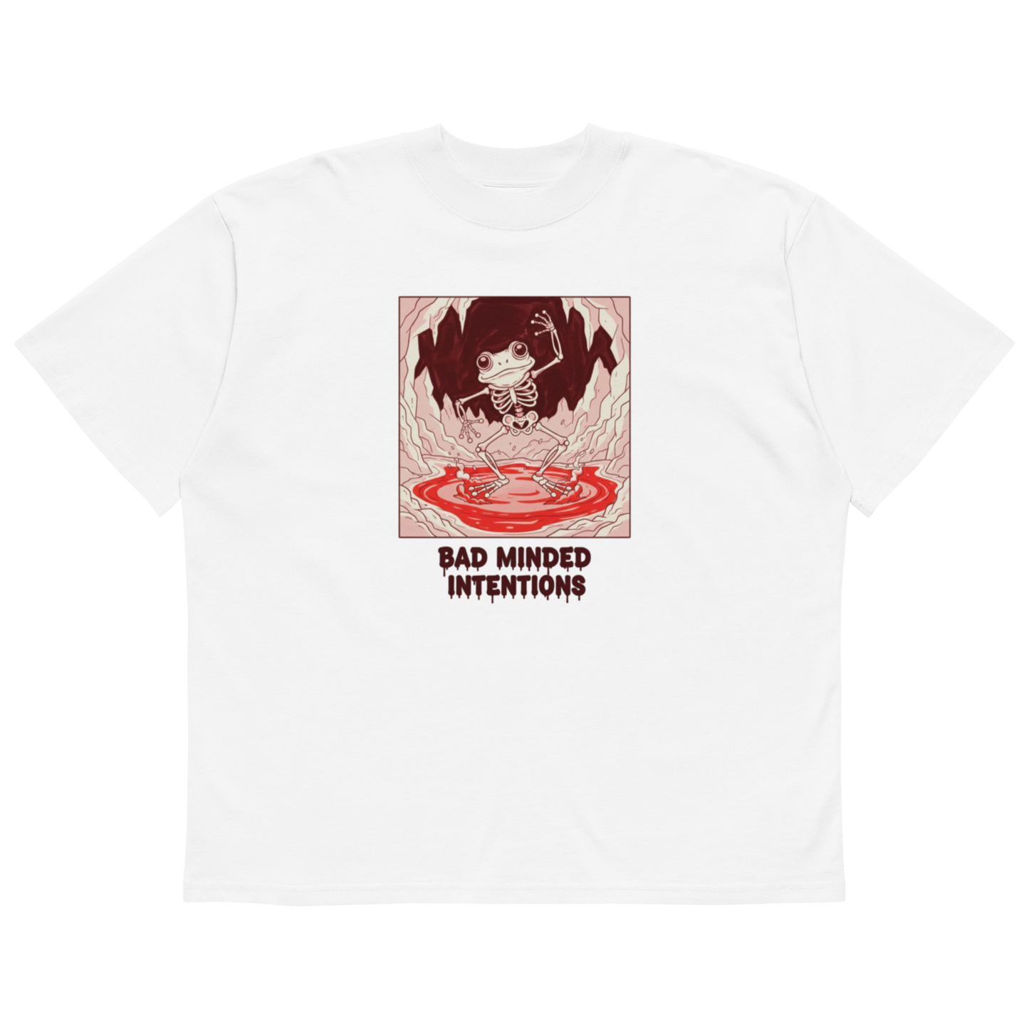 Mens white t-shirt with unique design.