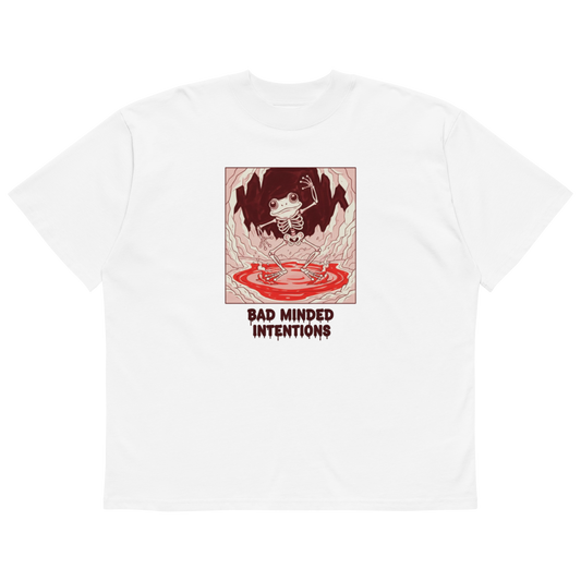 Mens white t-shirt with unique design.